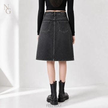 [정품/당일출고] 발렌시아가 백로고 패치 워싱 데님 스커트 흑청 40 / 55~66