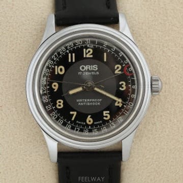 오리스 ORIS 블랙 다이얼 포인트 데이트 수동 시계 302-7285B