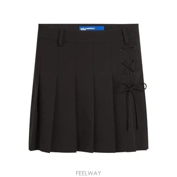 Į 칼라거펠트 플리츠 레이스업 미니 스커트