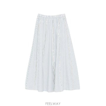 산드로 스트라이프 패턴 장식 스커트