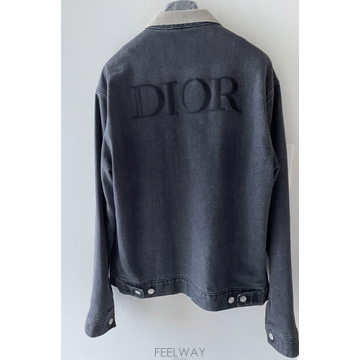 (파격가) 디올 DIOR 코르듀이 블랙 흑청 워싱 투톤 데님 로고 자켓