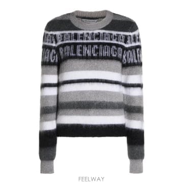 [B47]발렌시아가 A0093IT18121581 여성 니트 스웨터 가디건 BLACK AND GREY KNIT