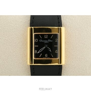 디올 Dior 블랙 다이얼 사각 케이스 여성용 쿼츠 시계 D80-140