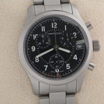 해밀턴 카키 Hamilton Khaki 블랙 다이얼 크로노그래프쿼츠 H685820
