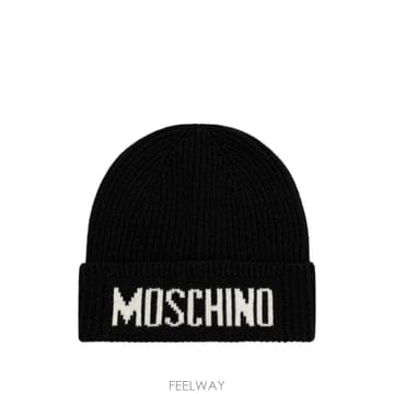 Moschino 26 FW ��Ű�� logo intarsia ribbed knit beanie hat M587560808 T26 FW ��Ű�� logo intarsia ribbed knit beanie hat M5