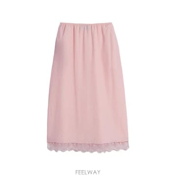 26 FW 시몬 로샤 레이스 트리밍 네글리제 미디 스커트 32260514SOFTPINK TP456331834