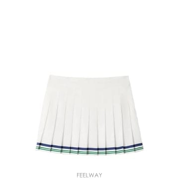 카사블랑카 호텔 엠블럼 플리츠 미니 스커트 화이트