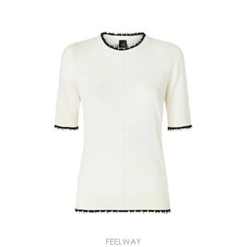 26 FW PINKO 콘트라스트 트리밍 프린지 탑 107329A3IQ TP456229863