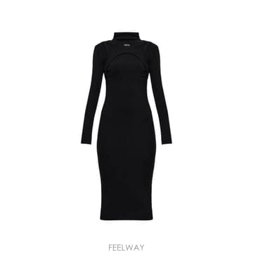 26 FW 오프화이트 컷아웃 터틀넥 미디 드레스 2FU00681TW003 TP457611256