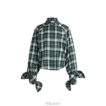 26 FW 파투 보우 소매 체크 셔츠 BL0640266 TP456249590