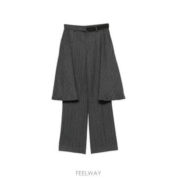 사카이 핀스트라이프 패턴 페플럼 디테일 팬츠