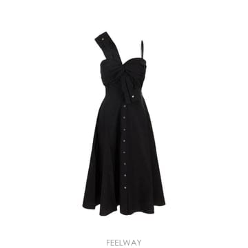 26 FW 빅터앤롤프 비대칭 네크라인 민소매 미디 드레스 WD049 TP456127298