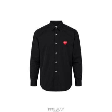 꼼데가르송 26SS 여성 레드 하트 와펜 클래식 셔츠 블랙 AX-B002-051-1