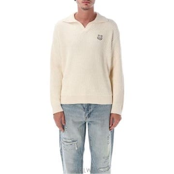 26 FW 메종 키츠네 폭스 헤드 리브 폴로 스웨터 0431 QM00202KT1189