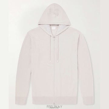 일레븐티 에크루 베이지 컴포트 캐시미어 집업 후드티