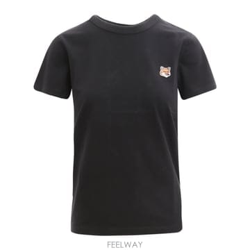 26 FW 메종 키츠네 폭스 헤드 패치 클래식 티셔츠 블랙 P199 AW00103KJ0005