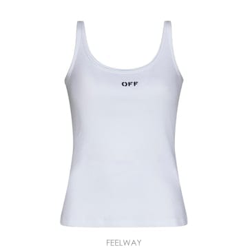 26SS Off 화이트 Off 스템프 스트레치 코튼 탱크 탑 OWAD072C99JER0020110 TP577