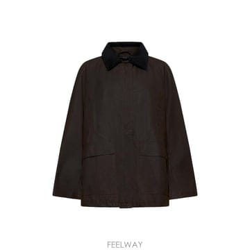 토템 자켓 with 립 칼라 앤 더블 Vent on the Back in 브라운 코튼 for 여성 244WR