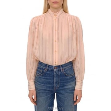 26FW chloe Gathered 블라우스 in 코튼 앤 실크 poplin CH26AHT183069N5 T