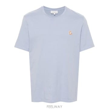 24SS Maison Kitsune Powder 블루 코튼 t 셔츠 LM00110KJ0008P419 TP57
