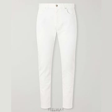 일레븐티 슬림 코튼 블렌드 데님 진 화이트