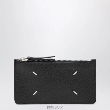 26SS 메종마르지엘라 블랙 Four Stitches 집 Cardholder S56UI0143UP4455T8