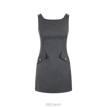 26 FW Elisabetta Franchi 로고 디테일 쿨 울 패브릭 미니 드레스 AB99366E2 TP4