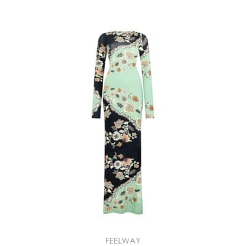26 FW 로베르토 카발리 플로럴 프린트 긴소매 맥시 드레스 XQT136LNT25 TP458050331