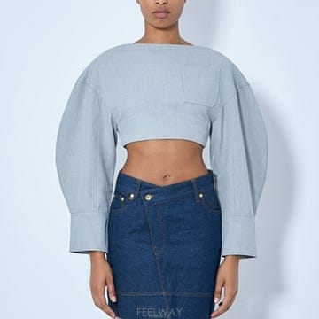 26 FW 자크뮈스 Le Haut Casaco 보트넥 크롭 탑 그레이 243SH072 1615 910