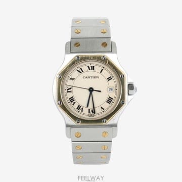 [어포드] 까르띠에 187902 산토스 옥타곤 쿼츠 워치 30mm LM 18k 옐로우골드 콤비 345