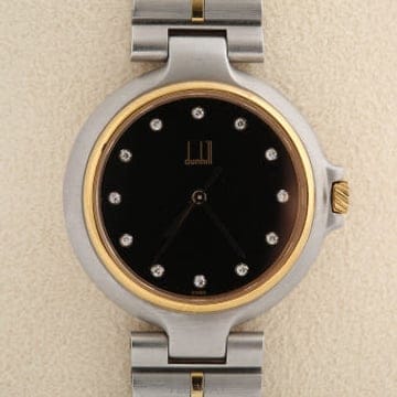 던힐 Dunhill 밀레니엄 블랙 다이얼 다이아 인덱스 쿼츠 시계