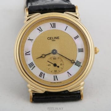 셀린느 Celine 골드/나전 다이얼 로만 인덱스 쿼츠 시계
