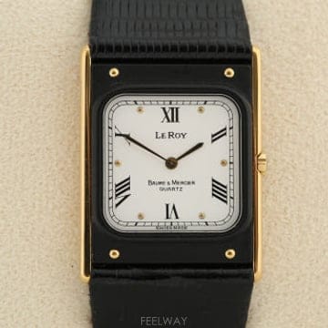 보메 메르시에 Baume & Mercier Le Roy 슬림 화이트 다이얼 쿼츠 워치 Ref. 8701