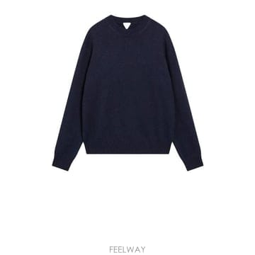 보테가 베네타 미드나이트 블루 스웨터 인트레치아토 엘보우 패치