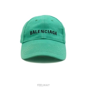 발렌시아가 블랙 코튼 로고 베이스볼 캡