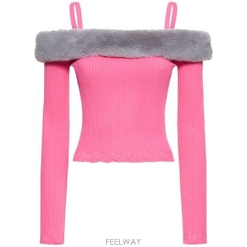 블루마린 여성 카라 긴소매 탑