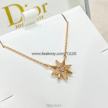 디올 에뜨왈드방 핑크골드 다이아 목걸이 Y92435