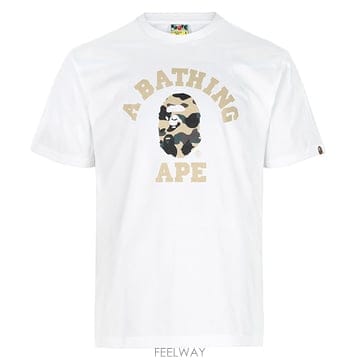 Bape ������ 26SS ȭ��Ʈ ���ο� 1ST ī�� �ø��� Ƽ���� 001TEM301013M WHITE YELLOW������ 26SS ȭ��Ʈ ���ο� 1ST ī�� �ø��� Ƽ���� 001TE