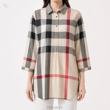 [정품/당일출고] 버버리 아카이브 체크 7부 셔츠 M / 66