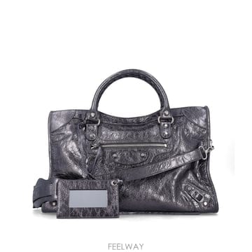 [비엔비명품관] BALENCIAGA 발렌시아가 여성 르 시티 미디엄 샤이니 토트백 숄더백