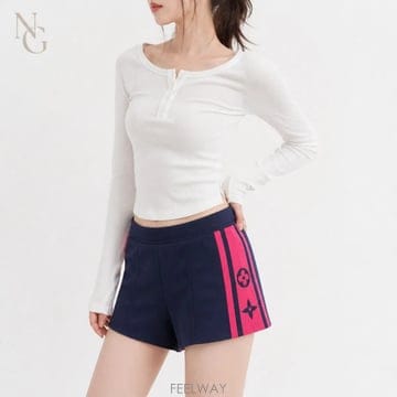 [정품/미착용] 루이비통 한정판 블록 모노그램 니트 숏팬츠 반바지 S / 44~55