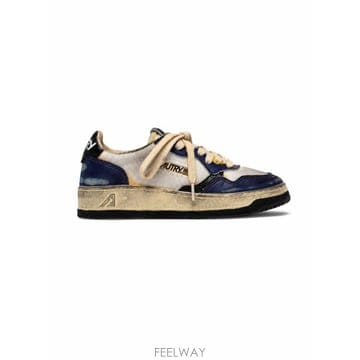 26FW 오트리 슈퍼 빈티지 메달리스트 로우 레더 스니커즈 AVLMKH 03 MESH LEA WHT TANZ