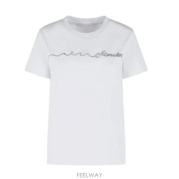 26SS 몽클레어 리본 로고 코튼 티셔츠 L10938C0001789B8Y 00A WHITE