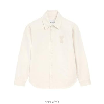 26SS 아미 톤온톤 로고 코튼 니트 오버셔츠 UJK897DE0126 136 BLANCCREME