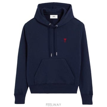 26FW 아미 스몰 하트 로고 루프백 오가닉 코튼 플리스 후드 BFUSW235730 430