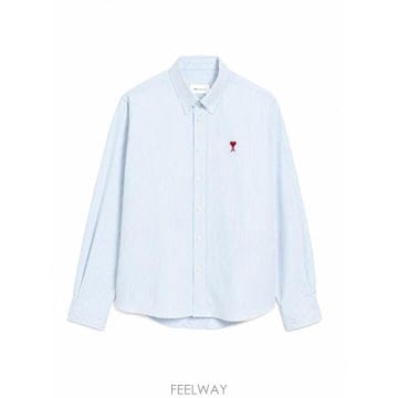 26FW 아미 ADC버튼 다운 셔츠 BFUSH063CO0087 475 BLEU CIEL BLANC NATUR