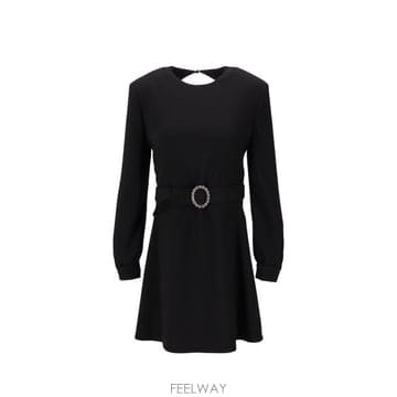 26FW 생로랑 미디 원피스 819619Y012W 1000 NOIR