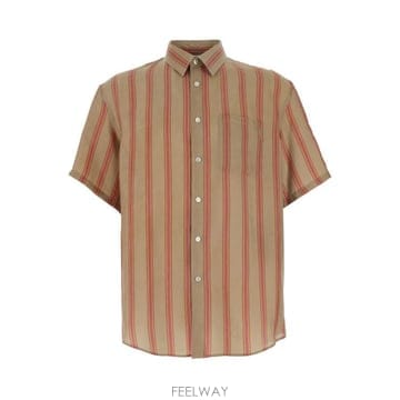 26SS 생로랑 반팔 셔츠 859781Y2N33 9774 BEIGE ROUGE TABAC