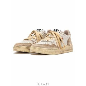 26FW 오트리 슈퍼 빈티지 메달리스트 로우 레더 스니커즈 AVLWLS 75 LEAT SUEDE WHT GO