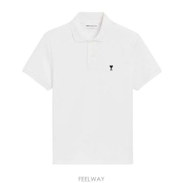 26SS 아미 스몰 하트 로고 폴로 티셔츠 HPL411760 100 BLANC